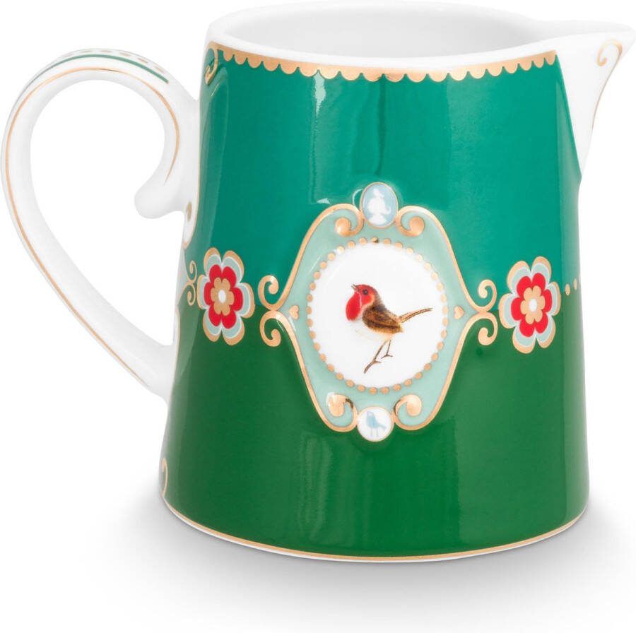 Pip Studio Love Birds emerald Green Melkkannetje 270ml porselein Groen