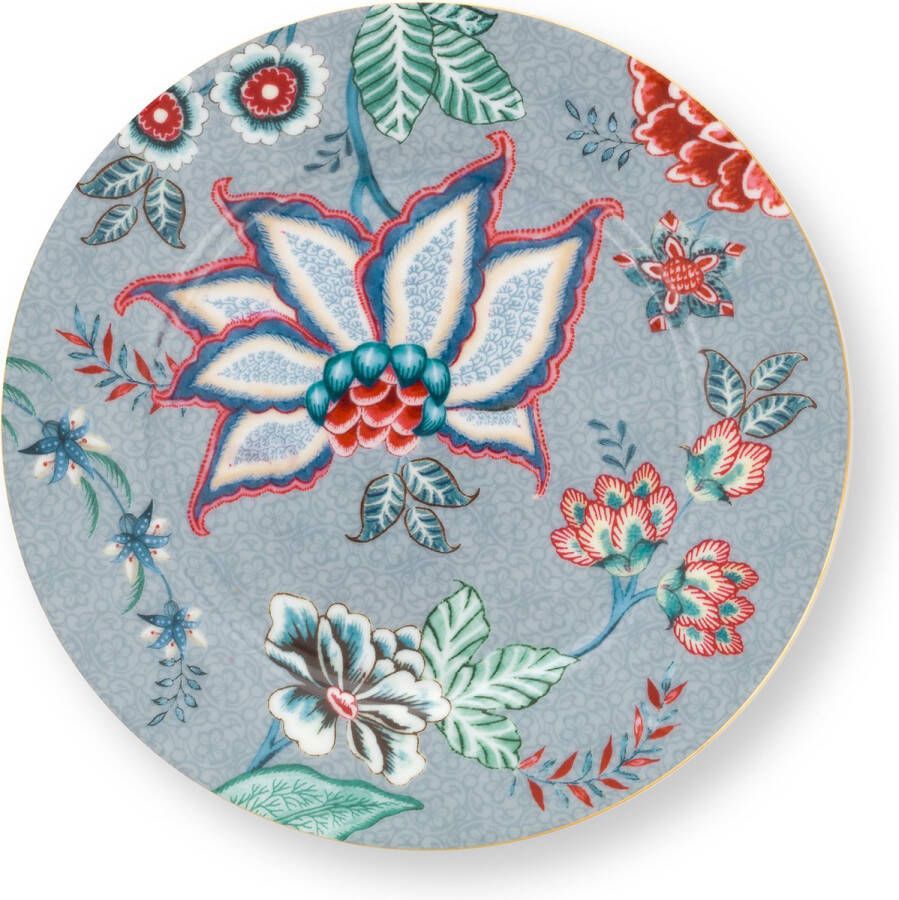 PiP Studio oriental flower festival blauw cadeauset van 4 gebakbordjes 17cm