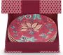 Pip Studio oriental flower festival dark pink set van 4 bordjes 17cm roze gebaksbordjes cadeauset - Thumbnail 1