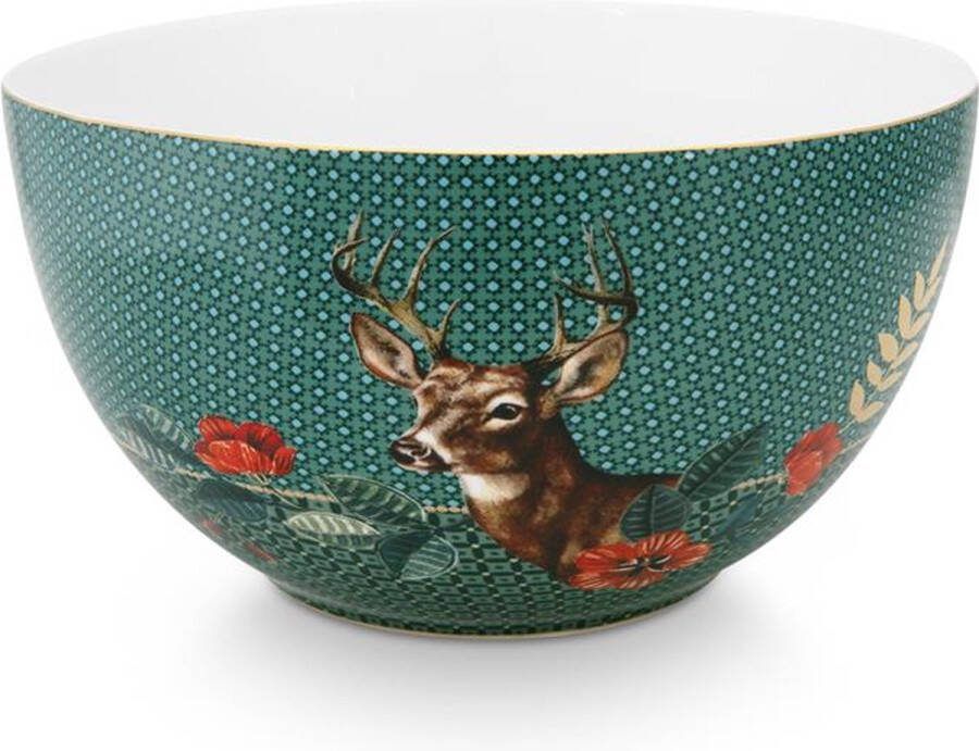 Pip Studio Pip-Studio 2 STUKS Schaal Winter Wonderland Hert Bloemen 18 cm serveerschaal kersttafel kerstservies