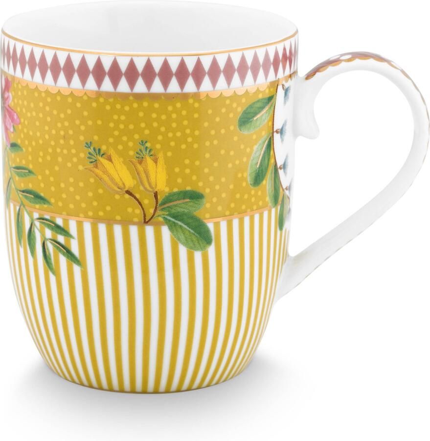 Pip Studio La Majorelle Kleine Mok met Oor Geel Porselein 145ml