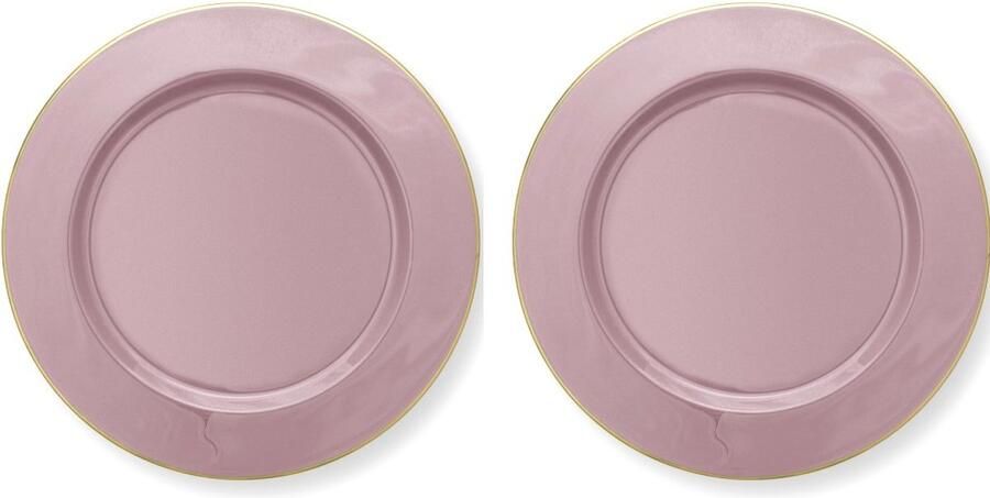 Pip Studio Lily & Lotus Lilac set van 2 borden metaal 32cm Lila metalen bord onderbord lila