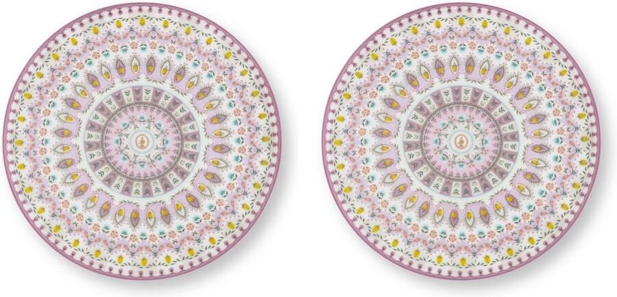 Pip Studio Plate Lily&Lotus Moon Delight Multi 17cm gebaksbord 17 cm set van 2 Lily & Lotus Moon Delight Multi