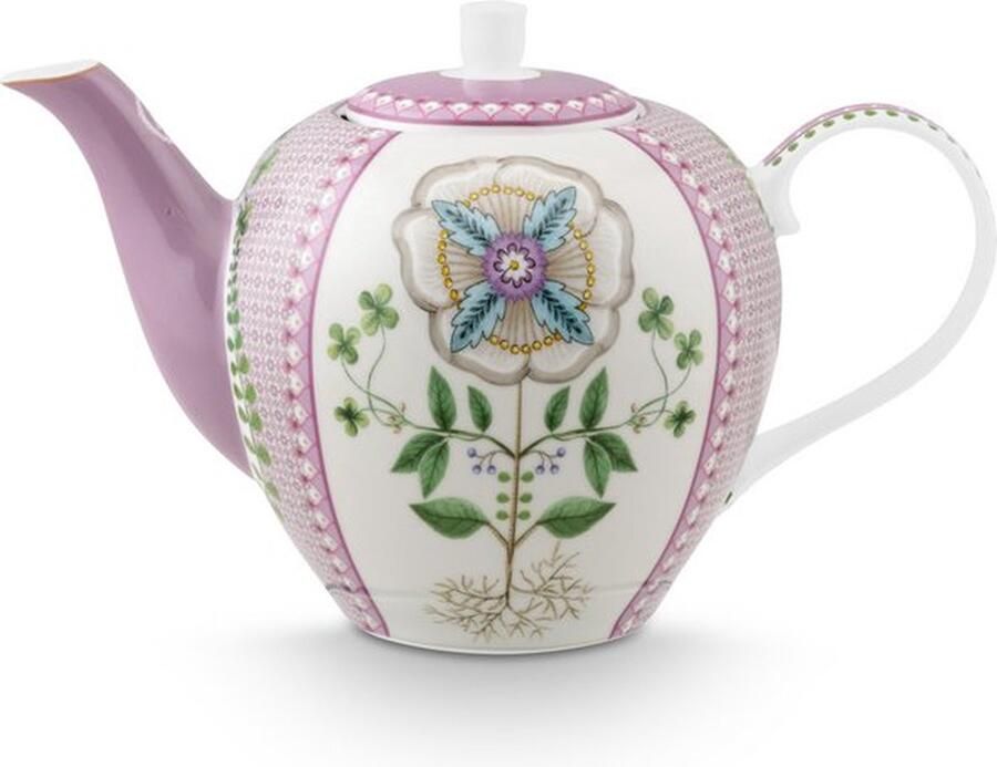 Pip Studio Tea Pot Lily&Lotus Tiles Lilac 1.6ltr theepot Lily & Lotus Lila tegels 1.6 ltr lila