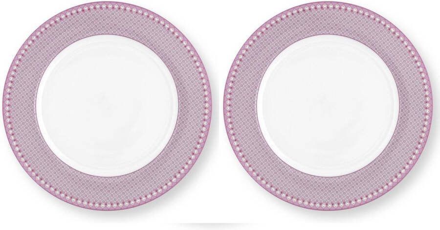 Pip Studio Plate Lily&Lotus Tiles Lilac 26.5cm dinerbord 26 5 set van 2 Lily & Lotus Tegels Lila