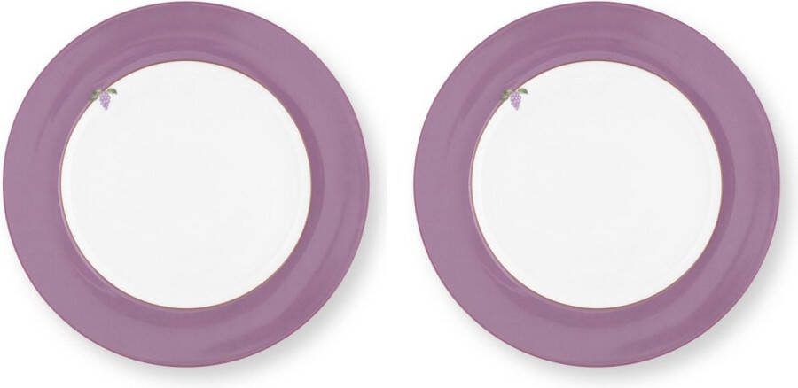Pip Studio Plate Lily&Lotus Uni Lilac 23cm lunch bord set van 2 23 cm Lily & Lotus Uni Lila