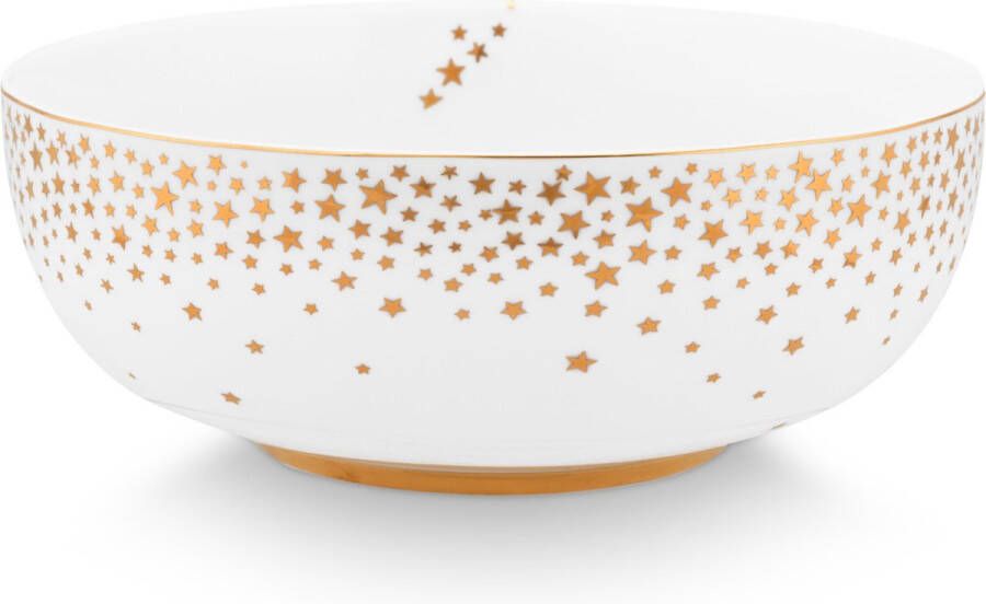 Pip Studio Royal Winter white kom ⌀15cm wit kerstservies gouden sterren