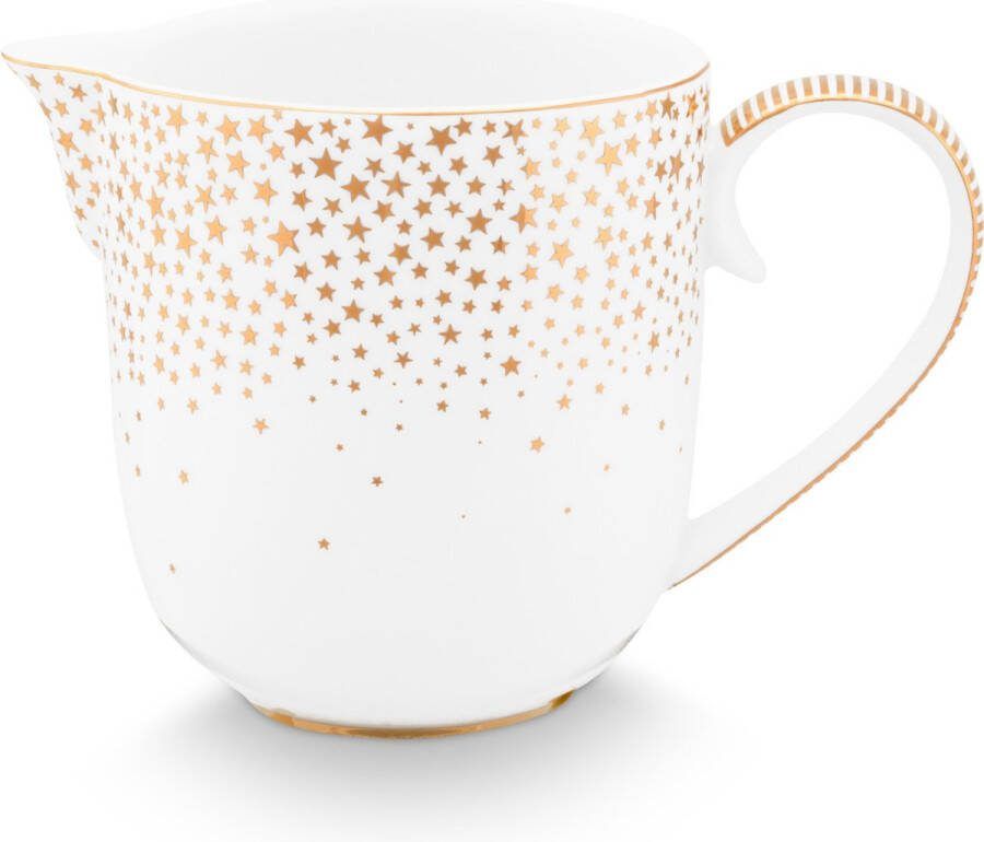 Pip Studio Royal winter white melkkan 260ml porselein wit gouden sterren