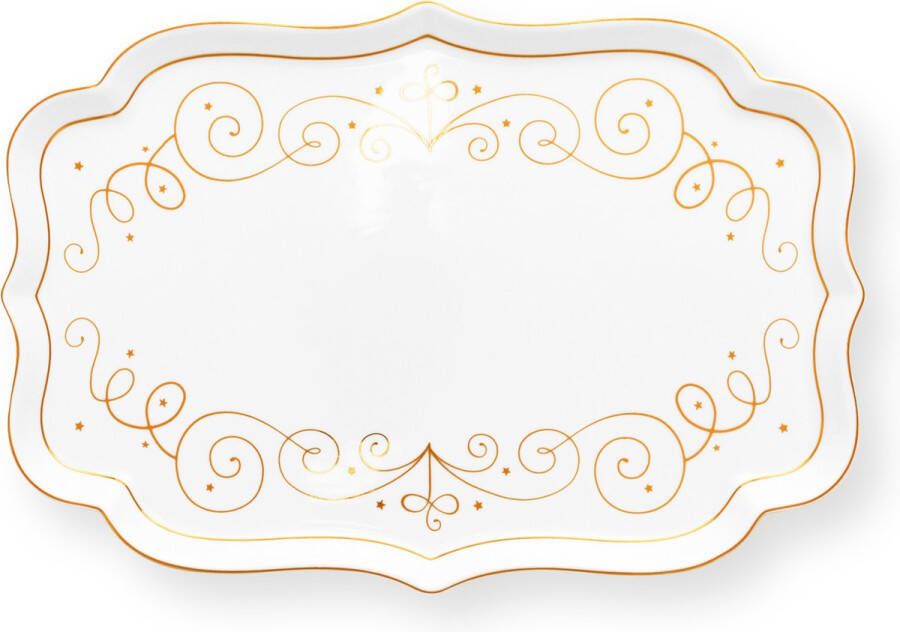 PiP Studio Royal Winter white serveerschaal wit goudaccenten kerst styling