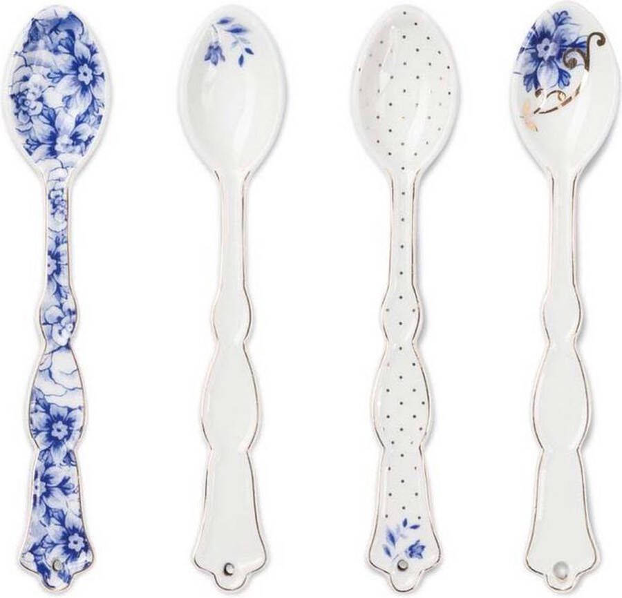 PiP Studio Set van 4 theelepeltjes in Royal White and Blue by Supervintage