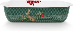 PiP Studio . Winter Wonderland Ovenschaal Groen Konijntje Vogeltje Afmetingen: 27 5x18 5x6 cm