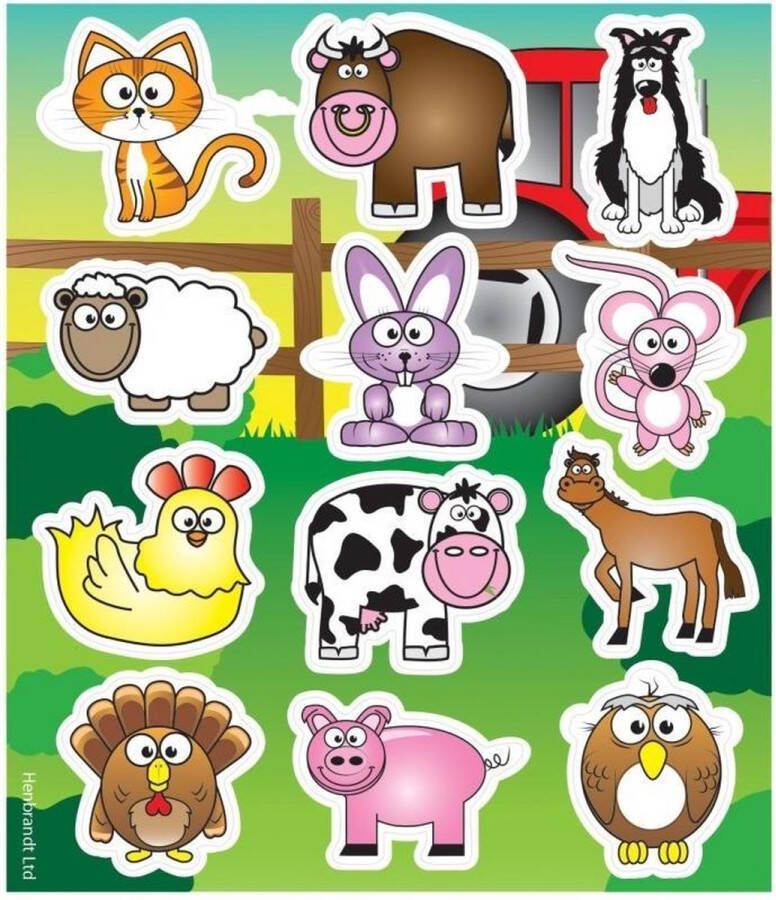 Pippashop 10 stickervellen boerderij dieren 10 x 11.5 cm