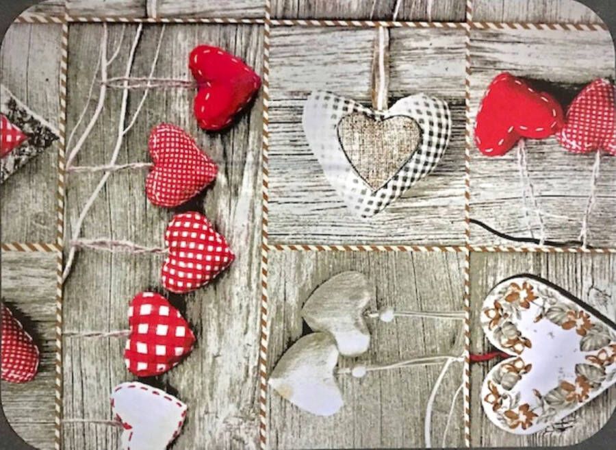 Pippashop 4 stuks placemats hart 30x40 cm