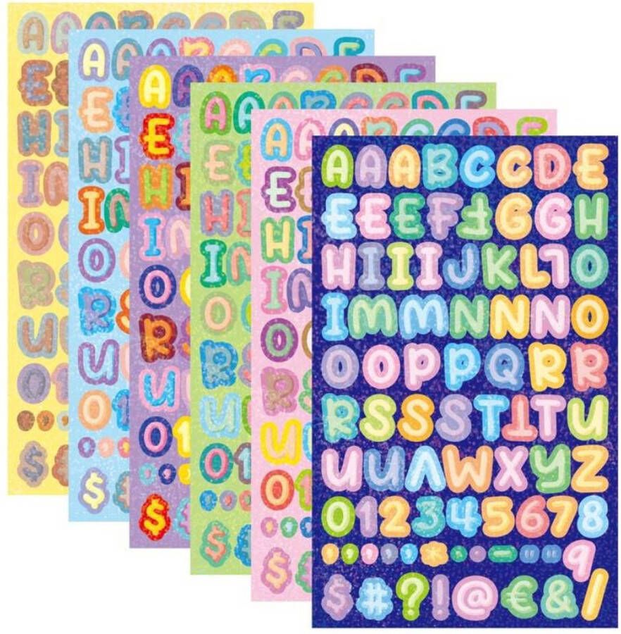 Pippashop 6 stickervellen alfabet holografisch 18 5 x 11 5 cm