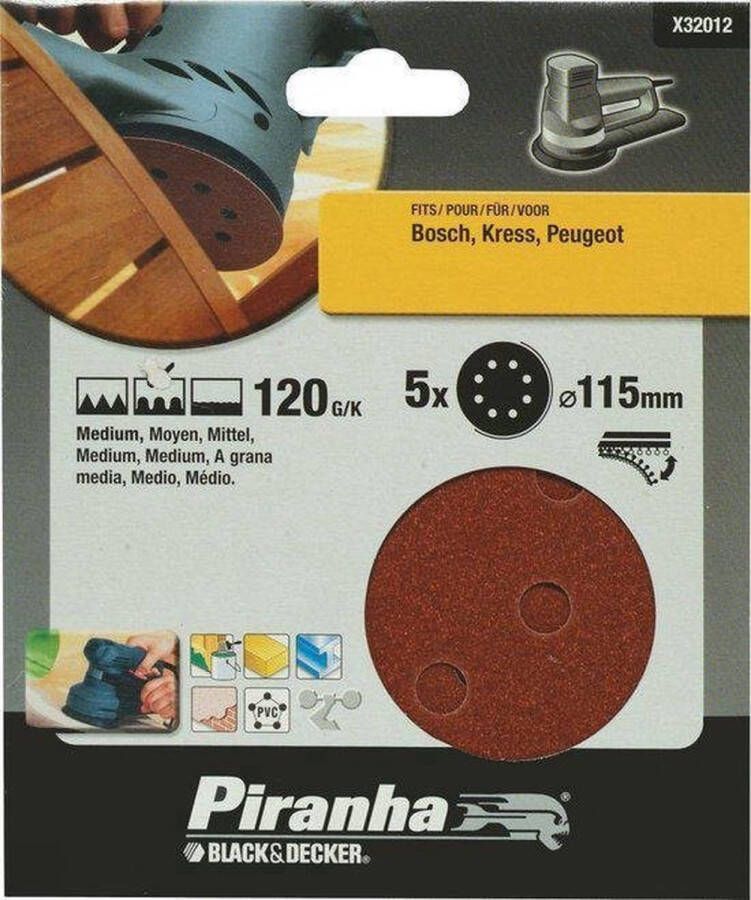 Piranha Schuurschijf excentrische schuurmachine 115mm 120K 5 stuks X32012