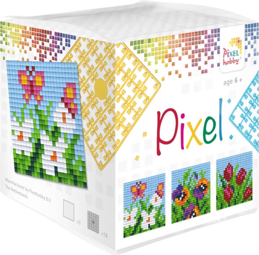 PIXELHOBBY 3 x Pixel Kubus thema Bloem Paard en Voetballer