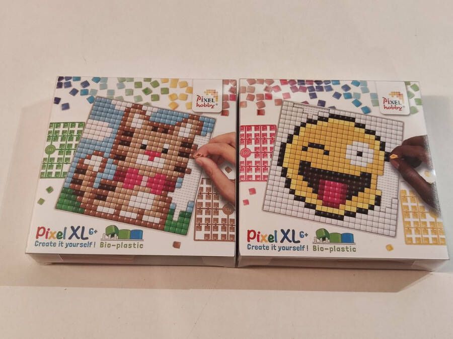 PIXELHOBBY EIGEN COLLECTIE PIXELHOBBYXL SET 2 COASTERS KAT SMILEY