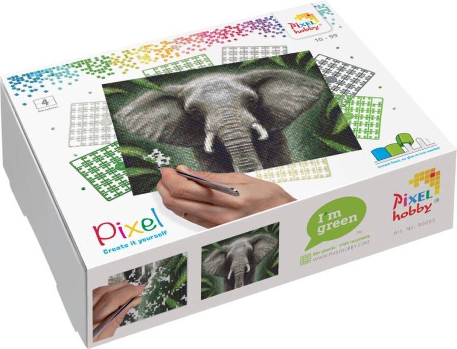 PIXELHOBBY geschenkdoos 4 basisplaten Olifant