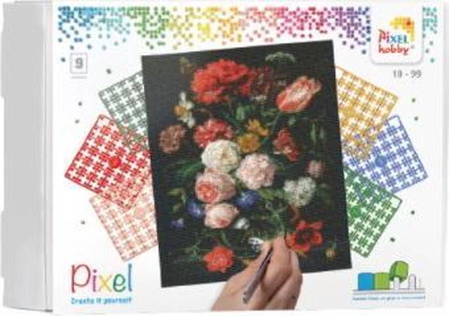 PIXELHOBBY geschenkdoos 9 basisplaten Boeket Bloemen 90098