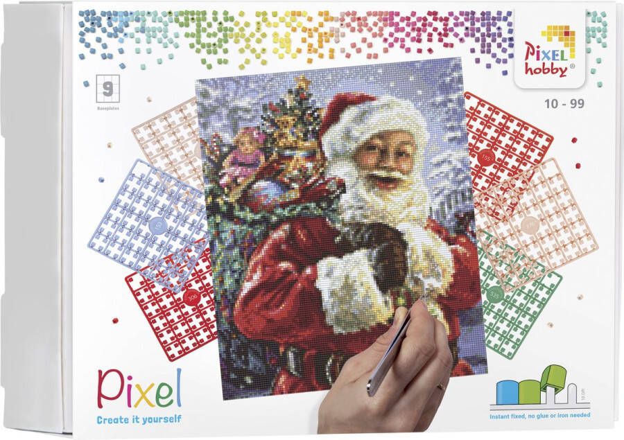 PIXELHOBBY geschenkdoos KERST 9 basisplaten Kerstman