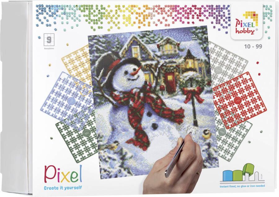 PIXELHOBBY geschenkdoos KERST 9 basisplaten Sneeuwman