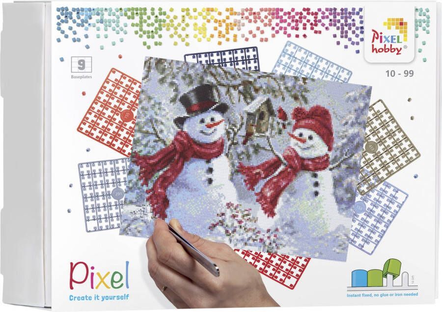 PIXELHOBBY geschenkdoos KERST 9 basisplaten Twee sneeuwmannen