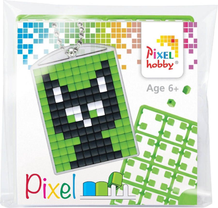 PIXELHOBBY Medaillon Sleutelhanger Startset zwarte kat