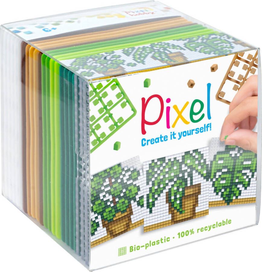 PIXELHOBBY Pixel Create it yourself kubussetje planten 6 2 x 6 2 cm