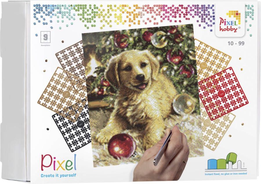 PIXELHOBBY Pixel kit 9 basisplaten Puppy Christmastree 30 5 x 38 1 cm 90112