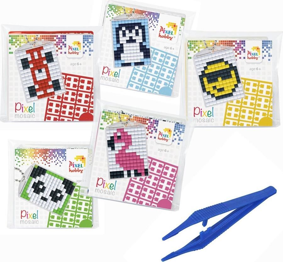 PIXELHOBBY Sleutelhangers 5 st + 1 Pincet