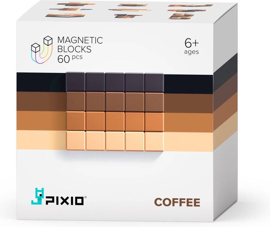 PIXIO Magnetic Blocks Abstract Series -Coffee 4 kleuren 60 blokken