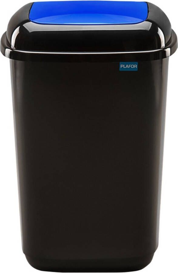 Plafor Quatro Bin Prullenbak voor afvalscheiding 45L – Blauw Zwart Afvalbak voor gemakkelijk Afval Scheiden en Recycling Afvalemmer Vuilnisbak voor Huishouden Keuken en Kantoor Afvalbakken Recyclen