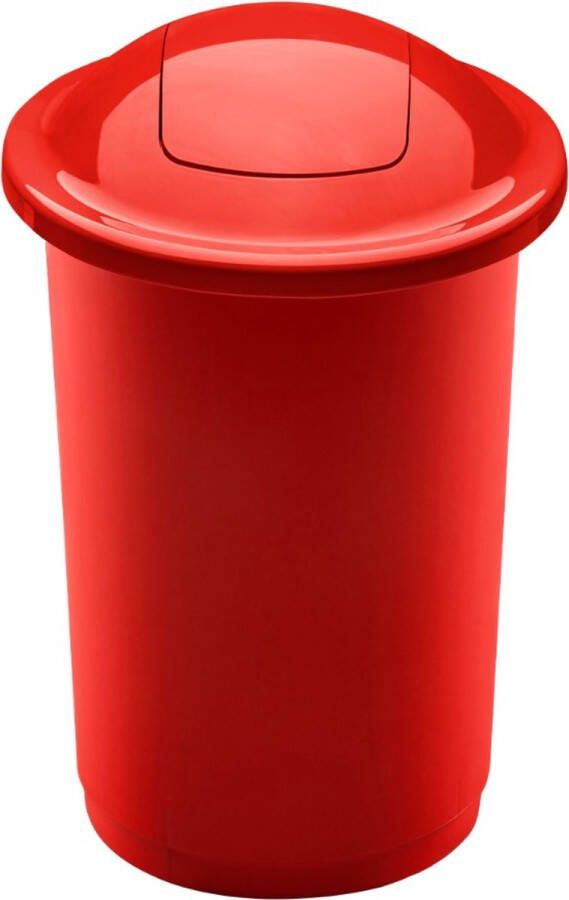 Plafor Top Bin Prullenbak voor afvalscheiding 50L – Rood- Afvalbak voor gemakkelijk Afval Scheiden en Recycling Afvalemmer Vuilnisbak voor Huishouden Keuken en Kantoor Afvalbakken Recyclen