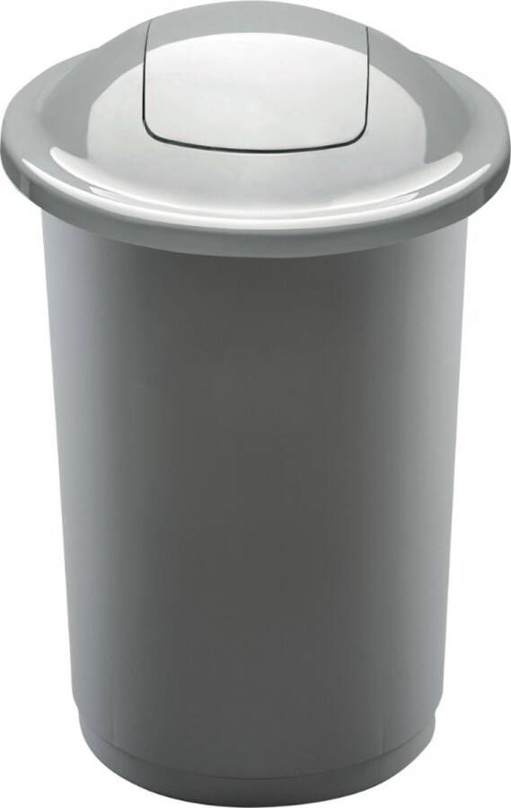 Plafor Top Bin Prullenbak voor afvalscheiding 50L – Zilver- Afvalbak voor gemakkelijk Afval Scheiden en Recycling Afvalemmer Vuilnisbak voor Huishouden Keuken en Kantoor Afvalbakken Recyclen