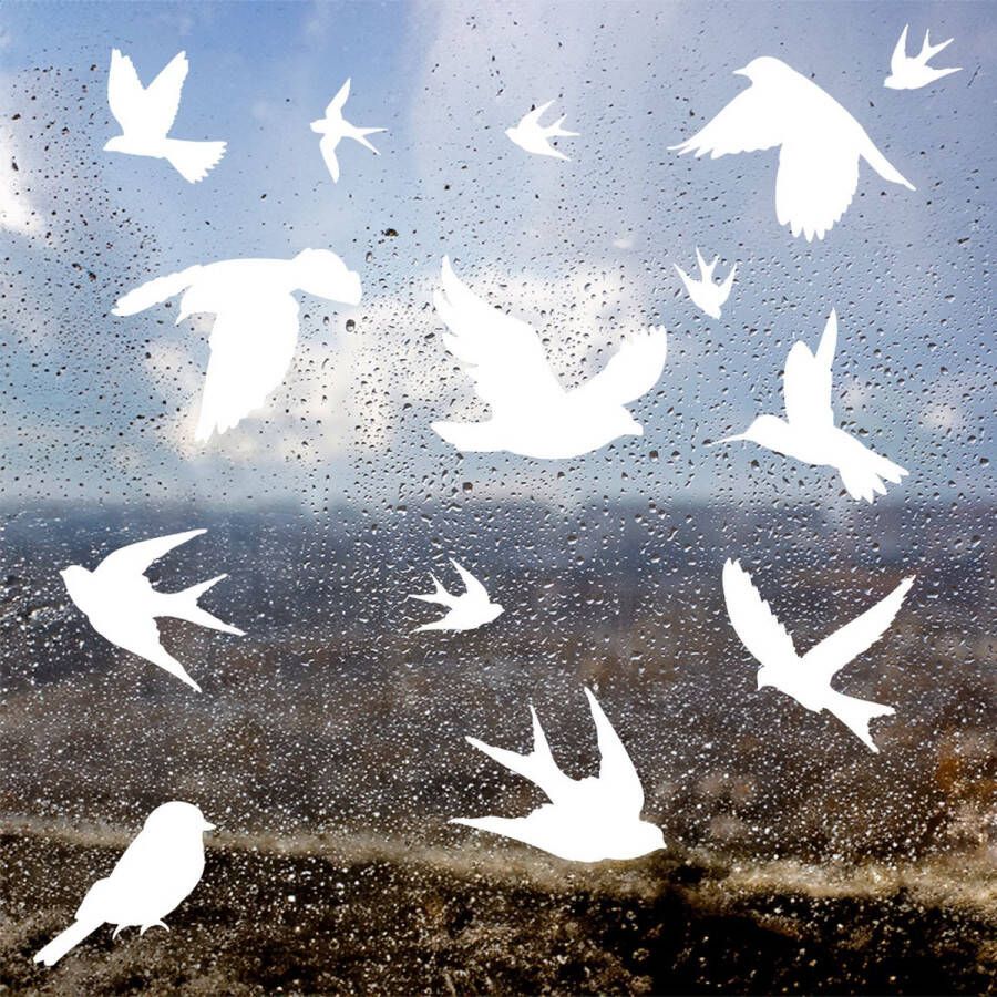 Plakkers Vogelbescherming stickers Wit Verplaatsbaar Raamstickers vogels statisch