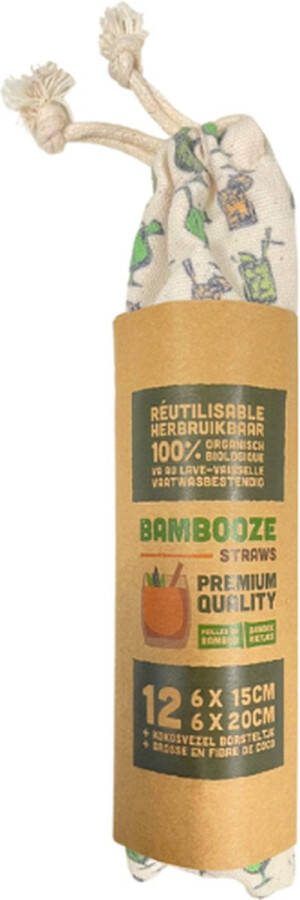 Planet B Bambooze Herbruikbare rietjes 12 stuks (6x15cm 6x22cm)