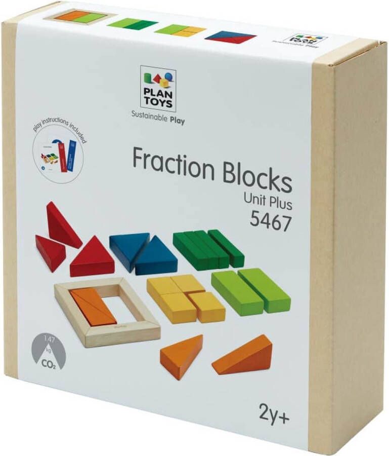 Plantoys Houten Speelgoed Breukblokken Eenheid Plus Deze Fraction Blocks set bestaat uit 20 houten blokken en een hol blok waarmee kinderen vormherkenning wiskundige basisvaardigheden sorteren en tellen en constructiespel kunnen verken