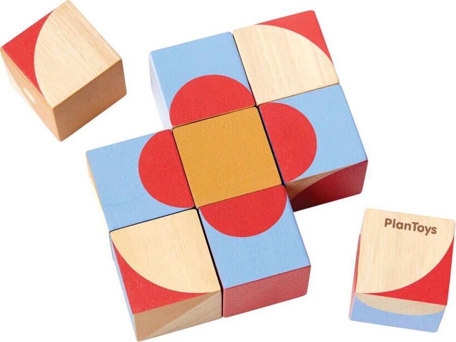 Plantoys Houten Speelgoed Geo Patroon Kubussen Door te spelen met kubussen met een geometrisch patroon kunnen kinderen observatie- memorisatie- en visualisatievaardigheden ontwikkelen om de plaatjespuzzel af te maken. Moedigt kinderen aan