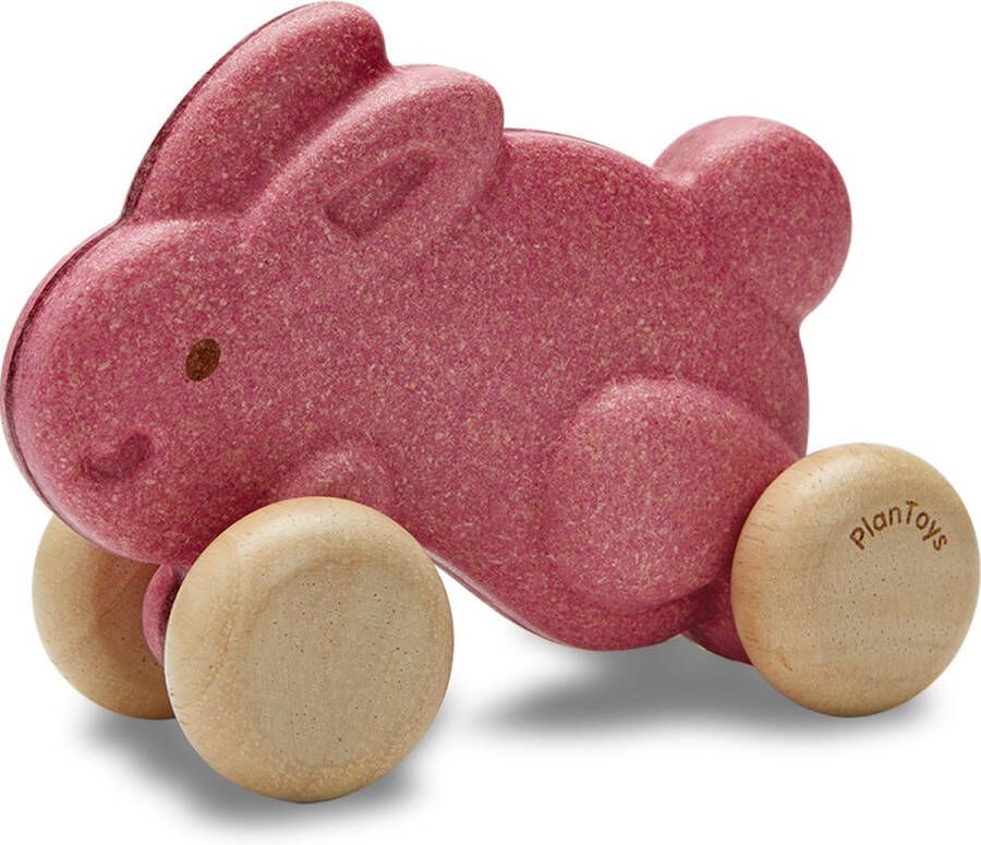 Plantoys Plan Toys houten konijn op wielen roze