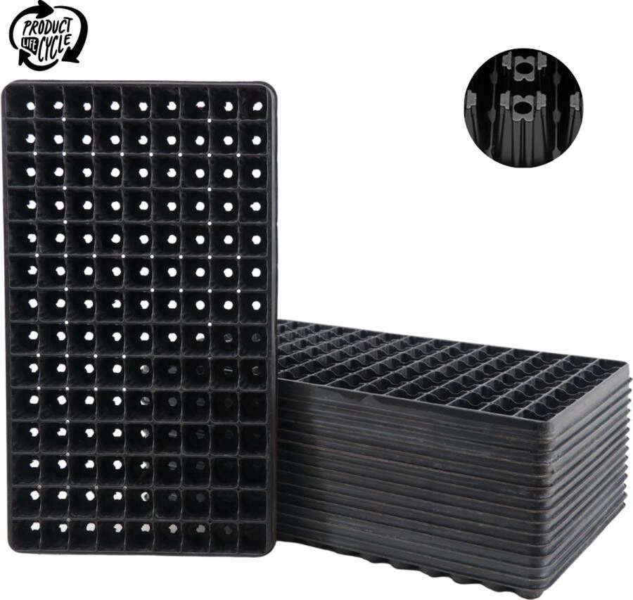 Plants by Frank set van 15 WeCycle Kweektrays 54x31cm Gerecycled tray 15 x 108 Plantgaten Kweekbak Plantenbak Kweekbak Kweekset voor in kas zaai en stek tray