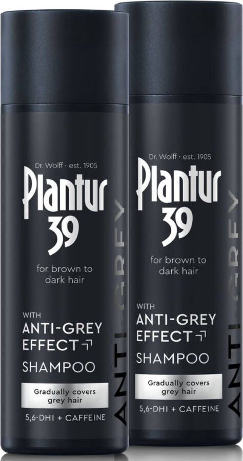 Plantur 39 Anti-Grey Effect Shampoo 2 x 200 ml- Camoufleert grijs haar geleidelijk voor bruin tot donker haar langdurige resultaten zonder te verven
