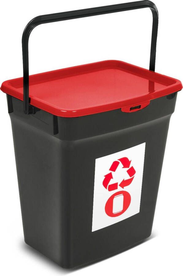 Plast Team Kunststof afvalbak met deksel 10L Afvalscheidingssysteem Recycling Prullenbak Afvalopvangbak
