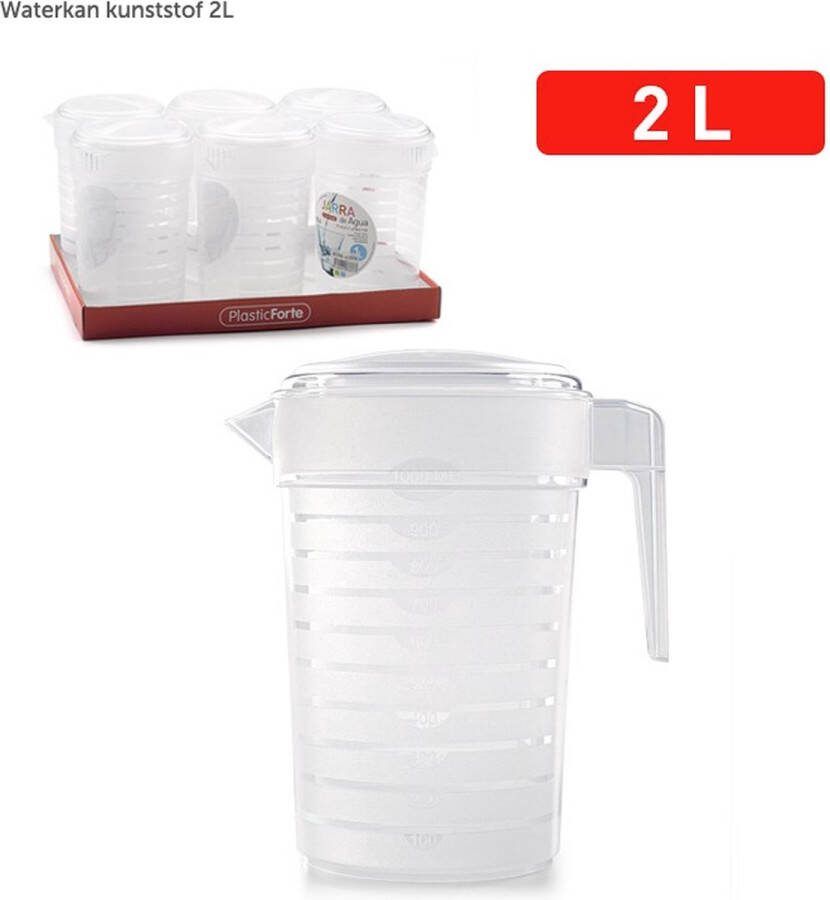 Plastic Forte Waterkan Kunststof Transparant 2L Water Ranja Schenkkan Karaf 2 Liter Serveerkan Kruik