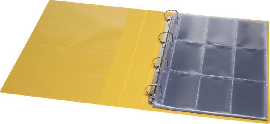 Plastic Modern Verzamelmap Deluxe voor speelkaarten en tradingcards 10 Insteekhoezen Duimgreep Geel 180 kaartjes Map Binder Plamo