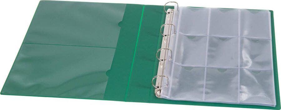 Plastic Modern Verzamelmap Deluxe voor speelkaarten en tradingcards 10 Insteekhoezen Duimgreep Groen 180 kaartjes Map Binder