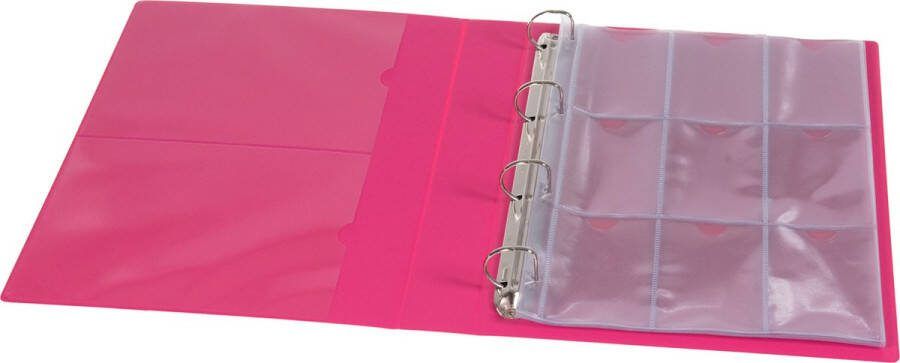 Plastic Modern Verzamelmap Deluxe voor speelkaarten en tradingcards 10 Insteekhoezen Duimgreep Roze 180 kaartjes Map Binder Plamo