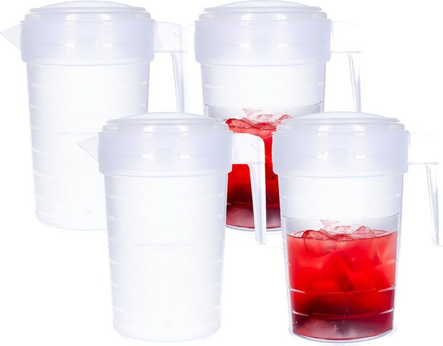 Merkloos Sans marque 10x stuks kunststof schenkkannen waterkannen van 2 liter 2000 ml Feest party zomer