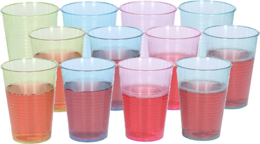 Forte Plastics 12x stuks Drinkglazen limonadeglazen gekleurd 200 ml Sapglazen waterglazen onbreekbaar kunststof voor kinderen