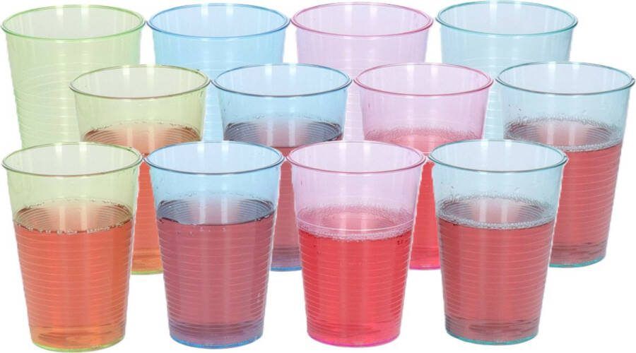 Forte Plastics 12x stuks Drinkglazen limonadeglazen gekleurd 360 ml Sapglazen waterglazen onbreekbaar kunststof voor kinderen