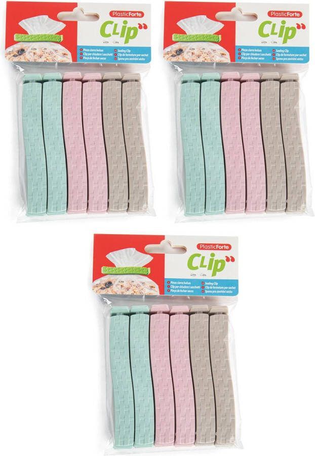 Forte Plastics 18x Gekleurde keuken afsluitclips vershoudclips 11 cm